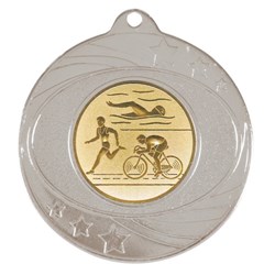 Solar Medal Silver Gold Insert - Triathlon