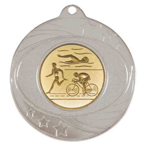 Solar Medal Silver Gold Insert - Triathlon